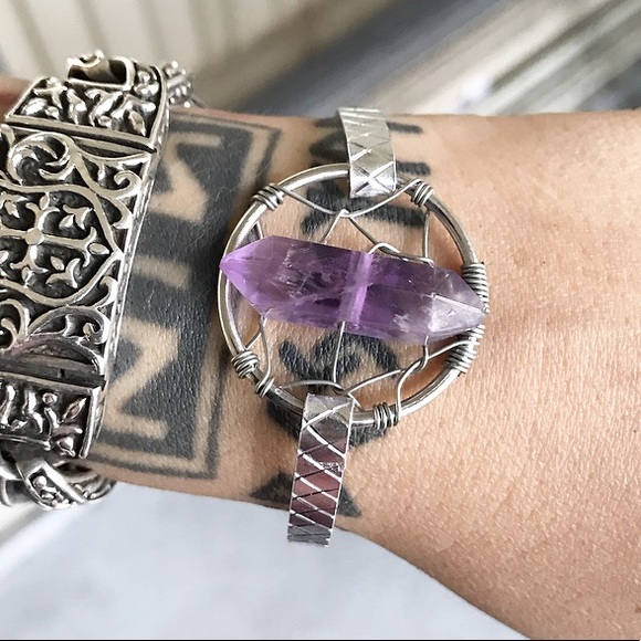 Genuine amethyst crystal dream catcher bracelet - Picture 5 of 8